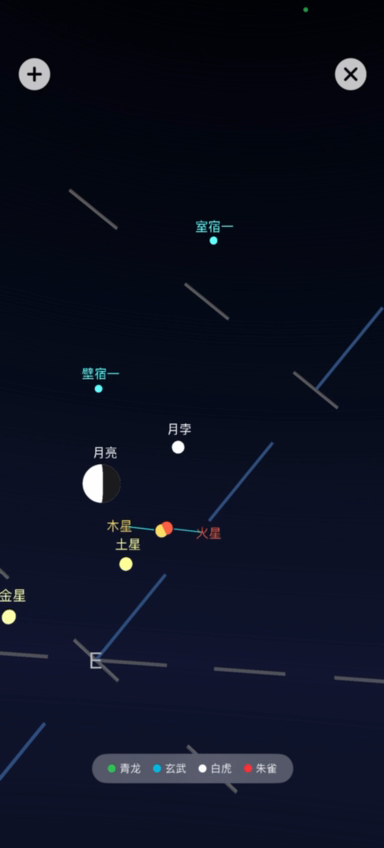 斗轉錄觀星畫面中,五大行星集中在奎宿、婁宿附近